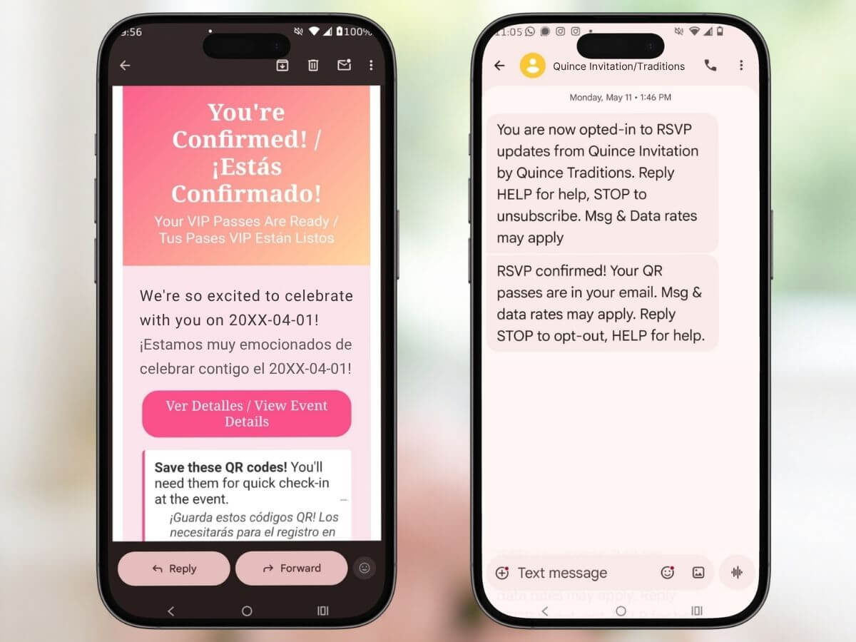 Automated SMS and email confirmations