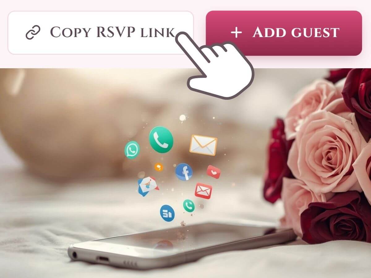 Easy sharing of RSVP link via text, WhatsApp, and social media