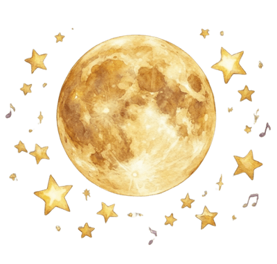 Moon and stars